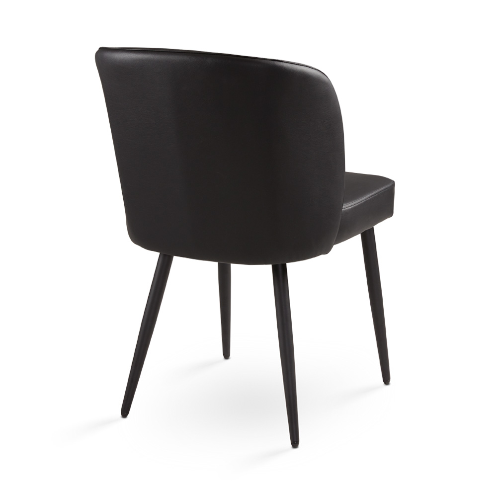Fortina Dining Chair: Black Leatherette with Black Legs